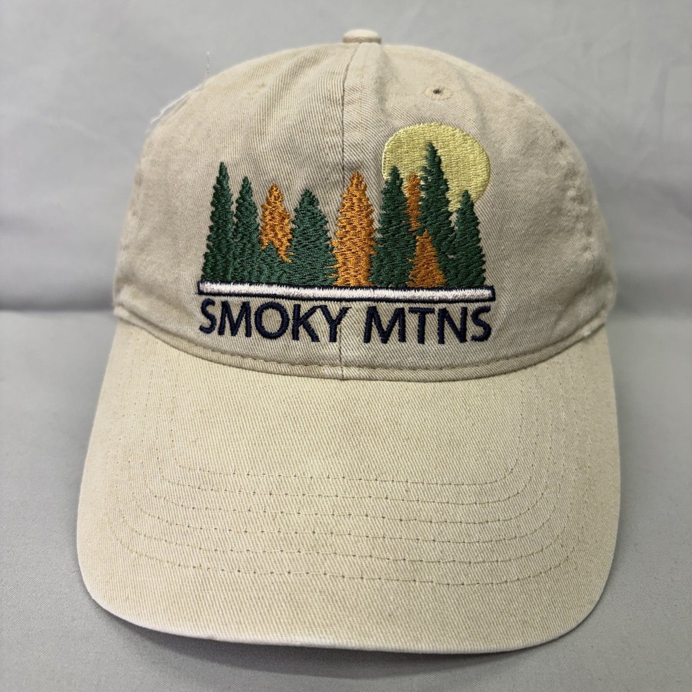 J Hats Baseball Cap Smoky Mtns Unisex OSFA Tan Embroidered National Park